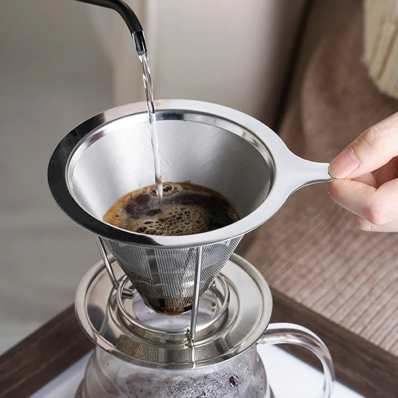 Stainless Steel Coffee Filter Reusable Double Layer Pour Over Coffee Dripper 800 Mesh Coffee Tea Filter Coffee Accessories